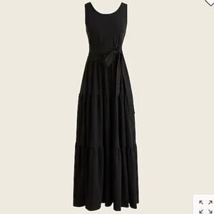 J. Crew BG517 Women's Broken-In Jersey Tiered Maxi Dress Black Extra Small